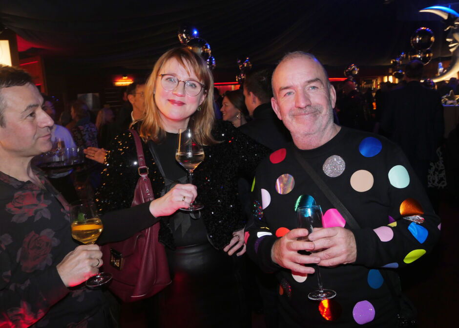 Frau Luna Premierenfeier: Winnie Böwe (mittig), Bernd Mottl (re)